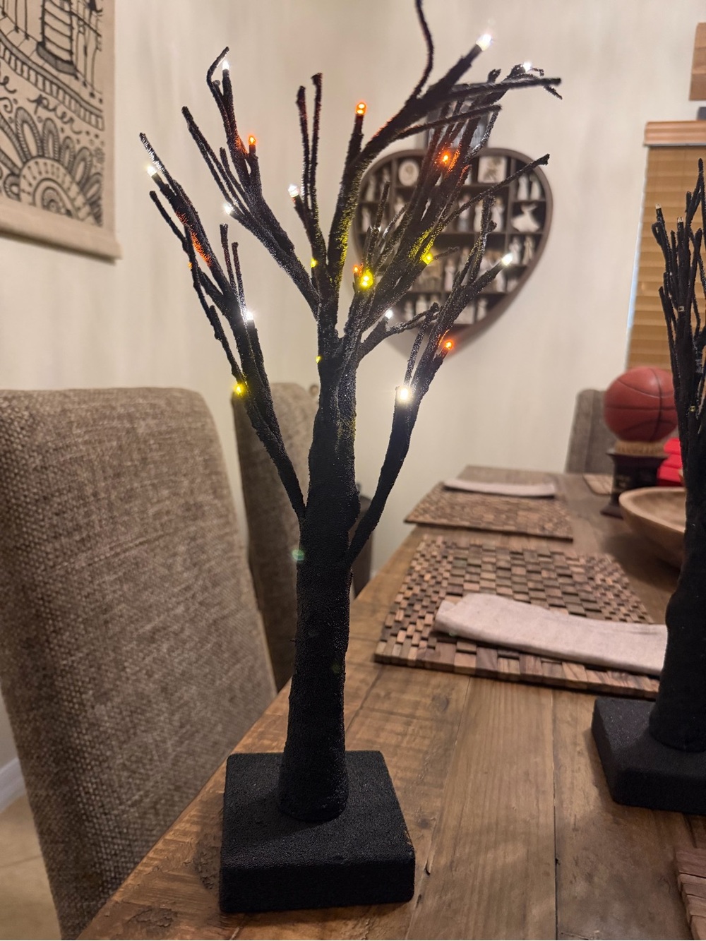 Two LED Black Decorative Holiday Tree Accent